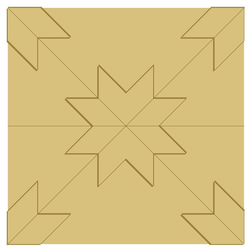 3D Barn Quilt Square Unfinished Wood Cutout Style 4