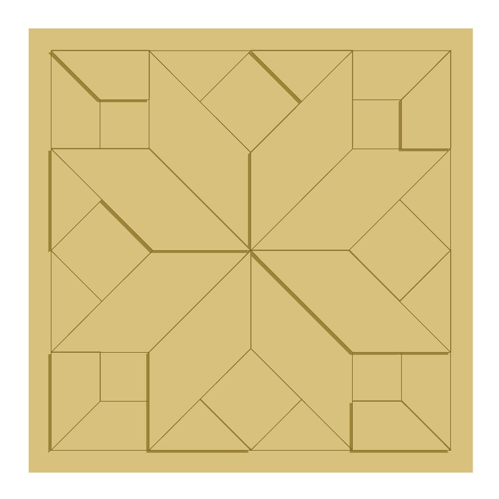 3D Barn Quilt Square Unfinished Wood Cutout Style 5