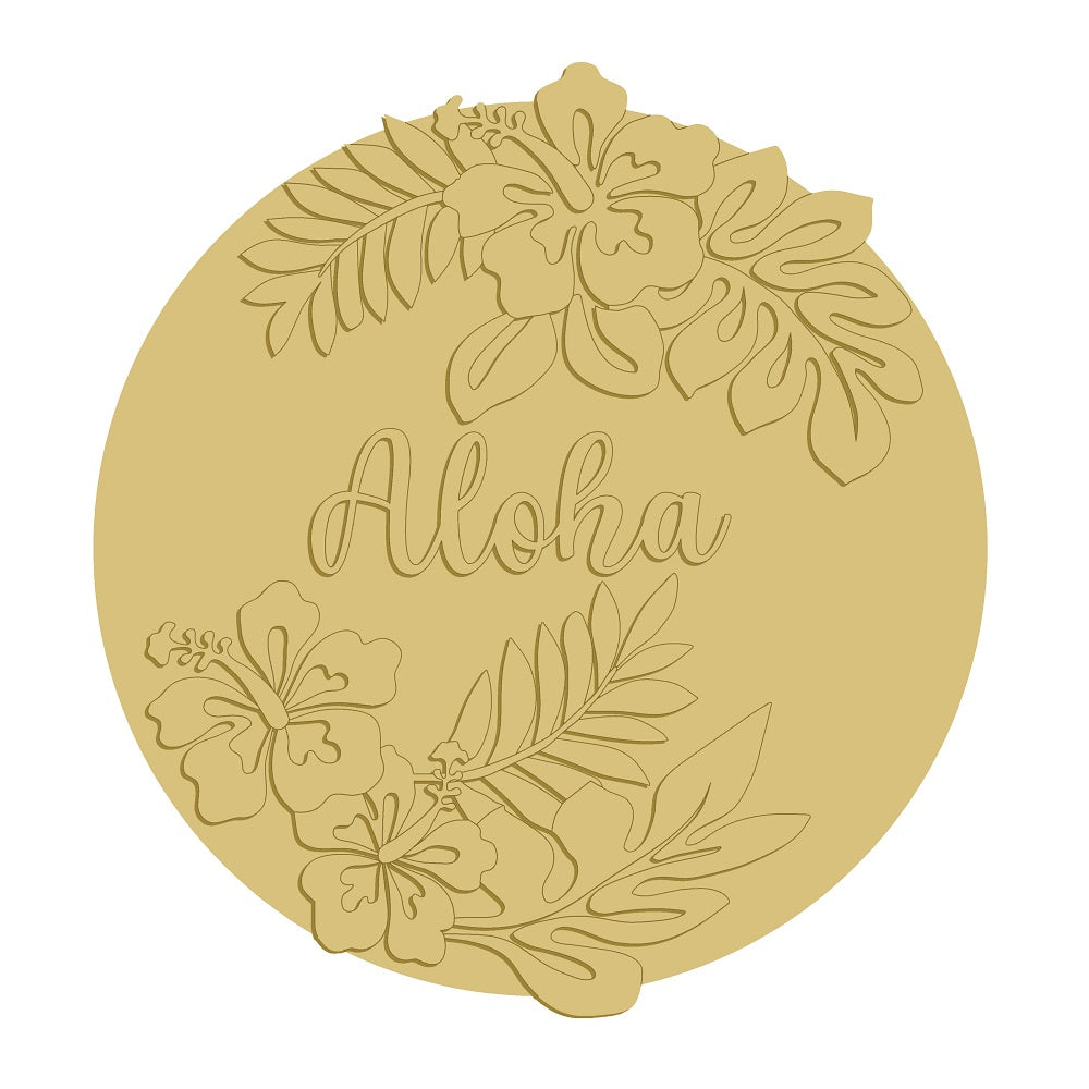 3D Aloha Hibiscus Unfinished Wood Cutout Style 3
