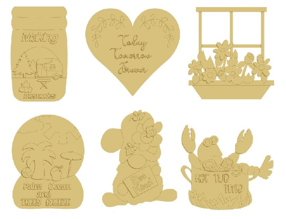 3D-SAMPLE-PACK-KIT UNFINISHED WOOD CUTOUT STYLE 1