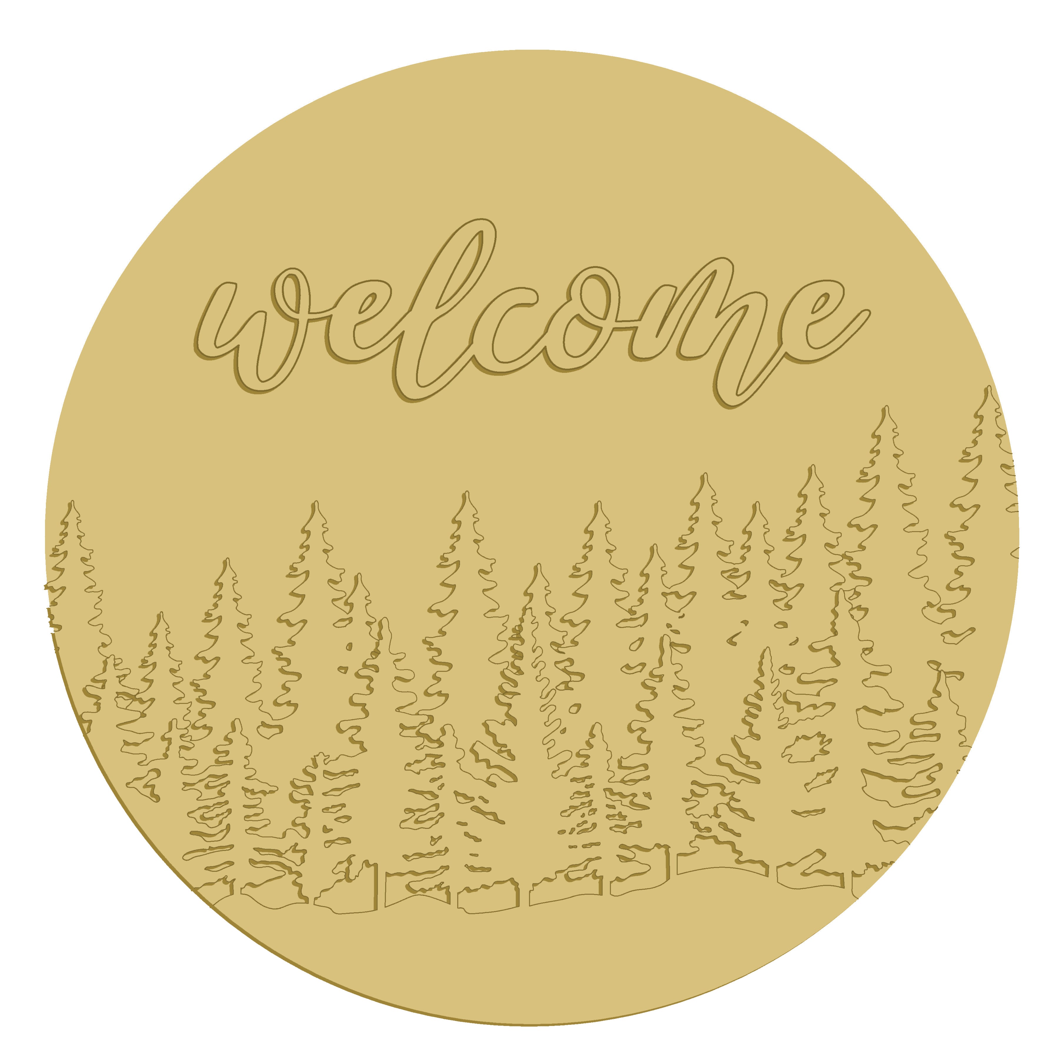 3D-TREES-WELCOME UNFINISHED WOOD CUTOUT STYLE-6-A1