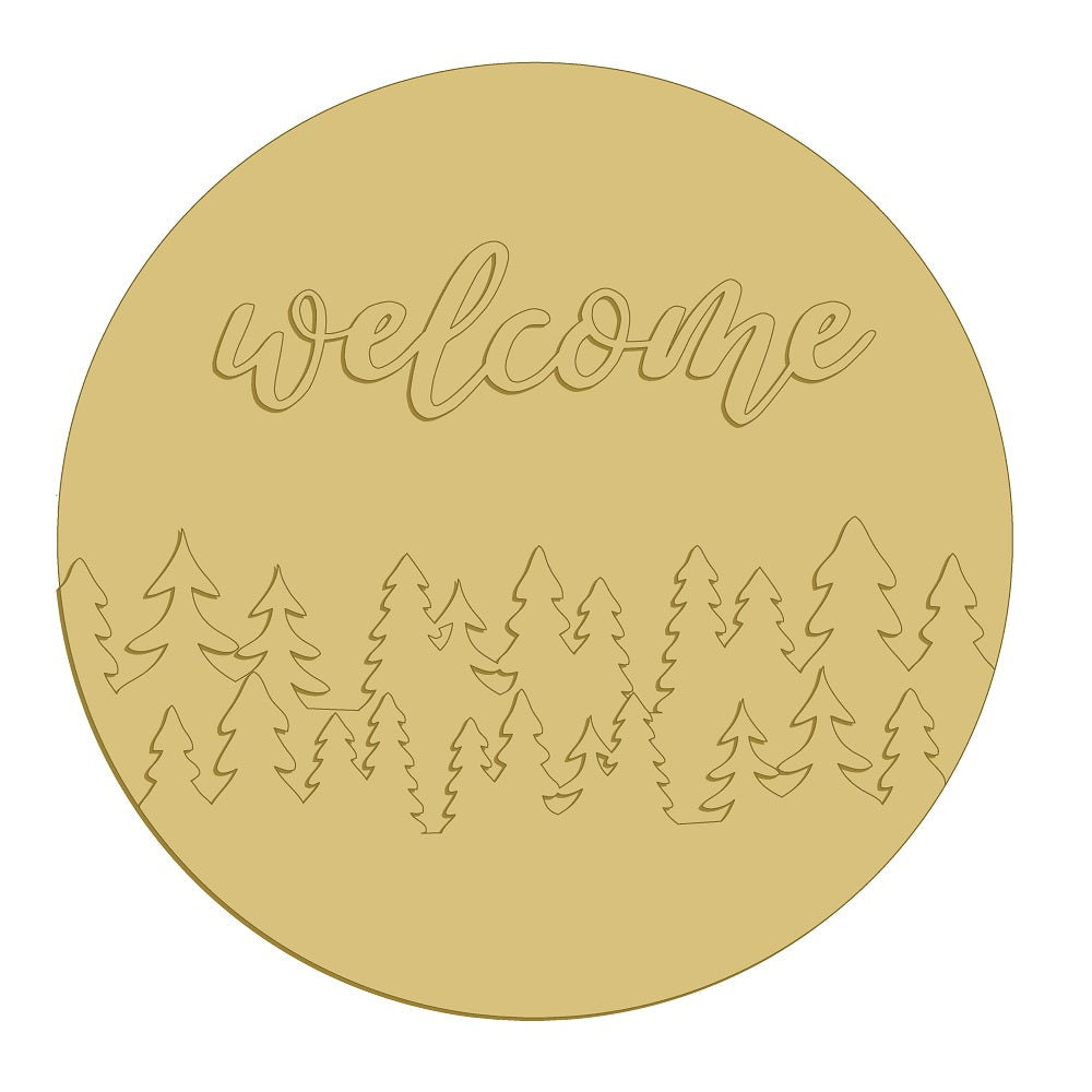 3D-TREES-WELCOME UNFINISHED WOOD CUTOUT STYLE 6-A2