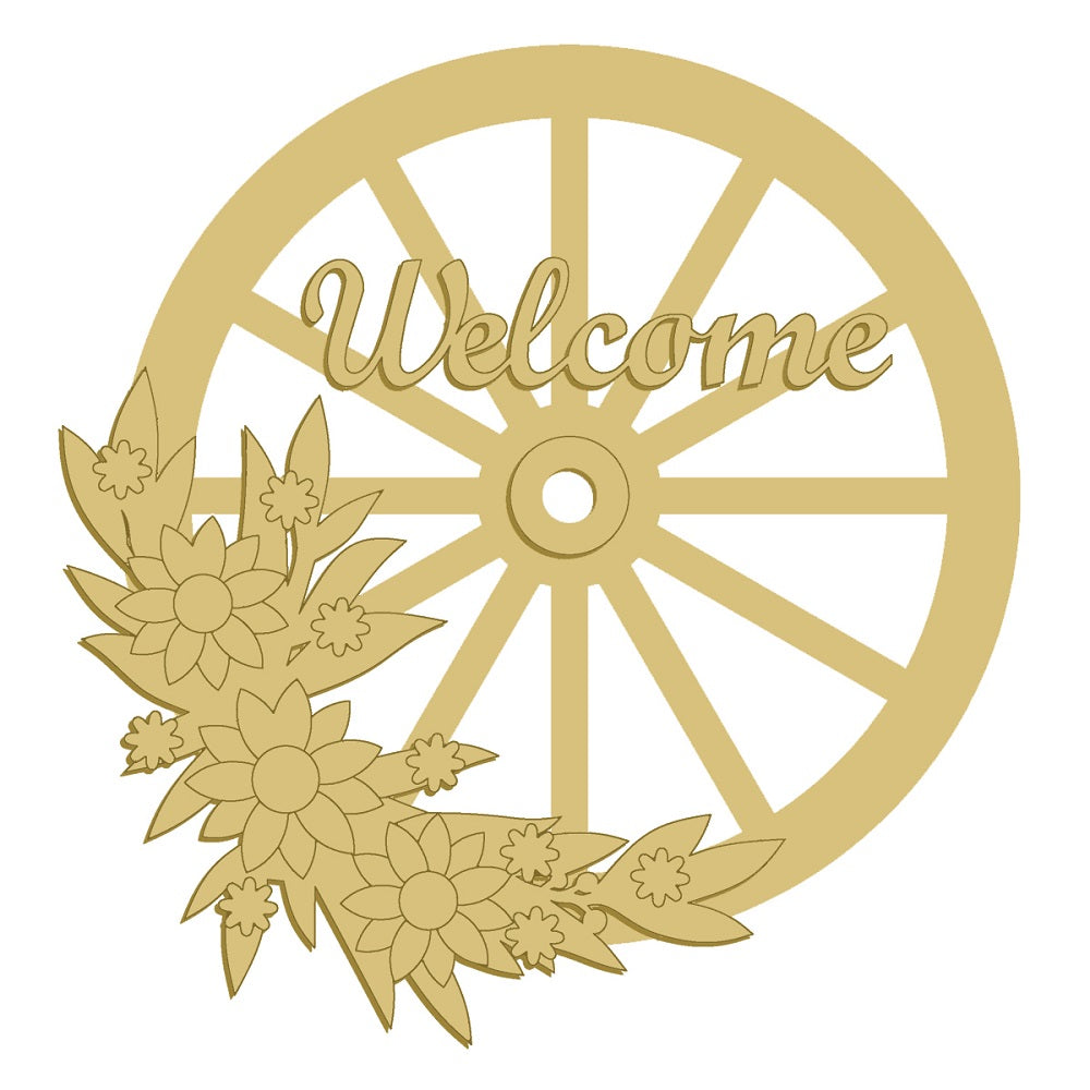 3D-WAGONWHEEL UNFINISHED WOOD CUTOUT STYLE-1-A1