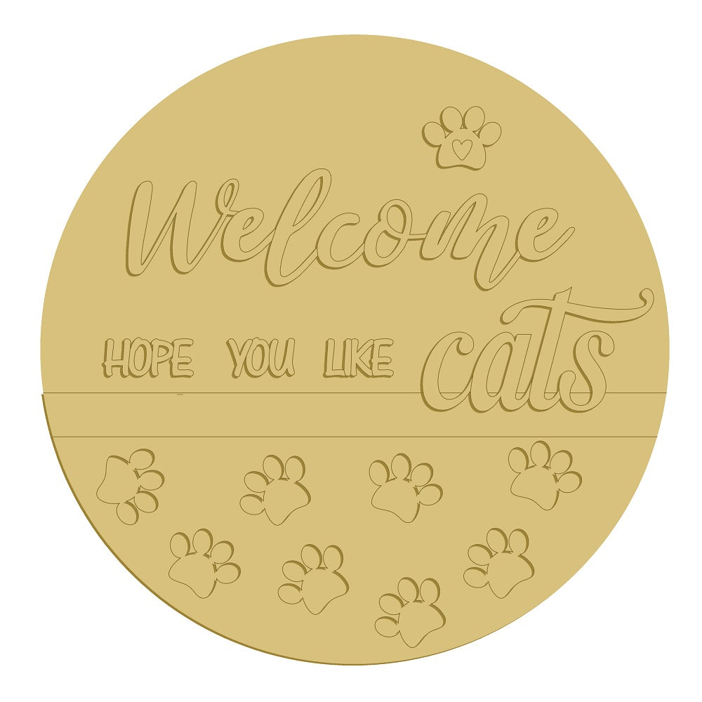 3D-WELCOME-CATS UNFINISHED WOOD CUTOUT STYLE-1-A1