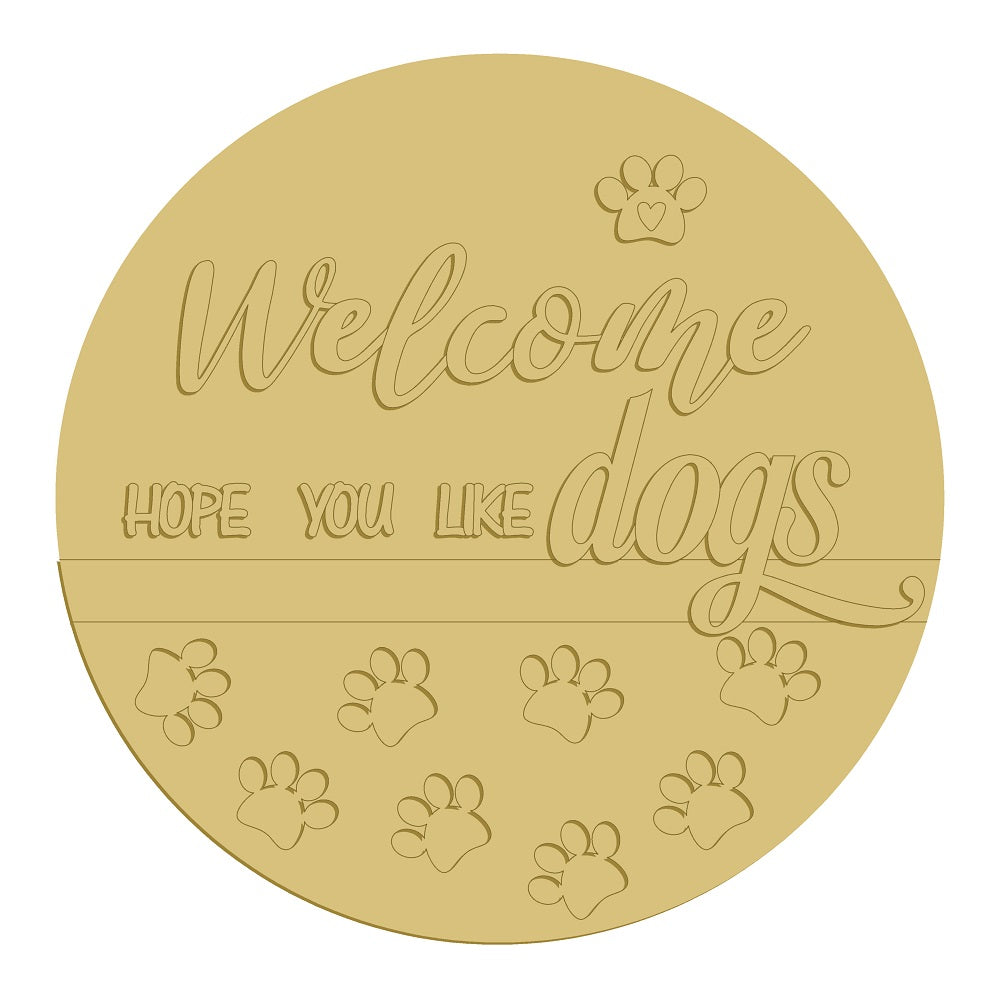 3D-WELCOME-DOGS UNFINISHED WOOD CUTOUT STYLE 1-A1
