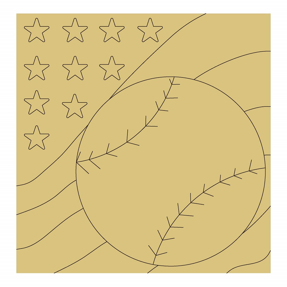 Baseball Flag Design By Line Unfinished Wood Cutout Style 1