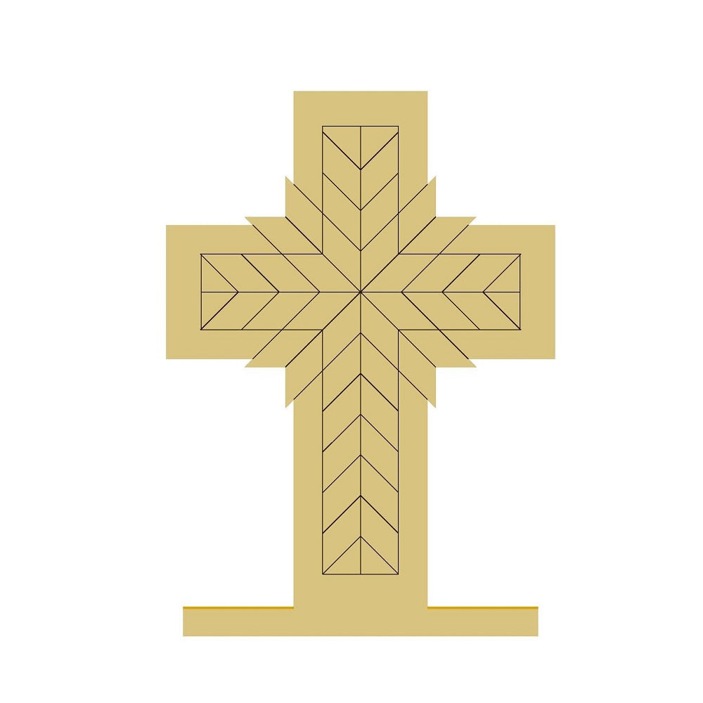 Barn Quilt Cross Design By Lines Unfinished Wood Cutout Style 1