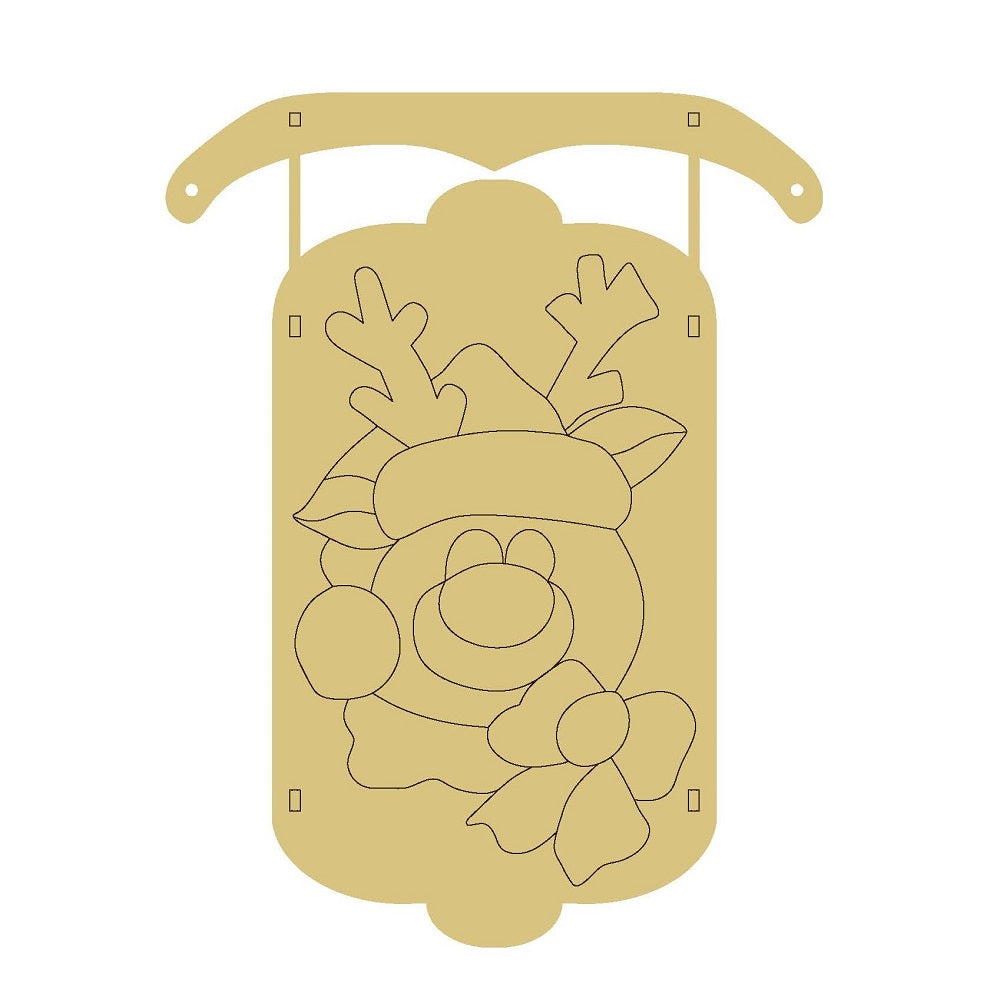 Dimensional Sled With Reindeer Design By Line Unfinished Wood Cutout Style 3