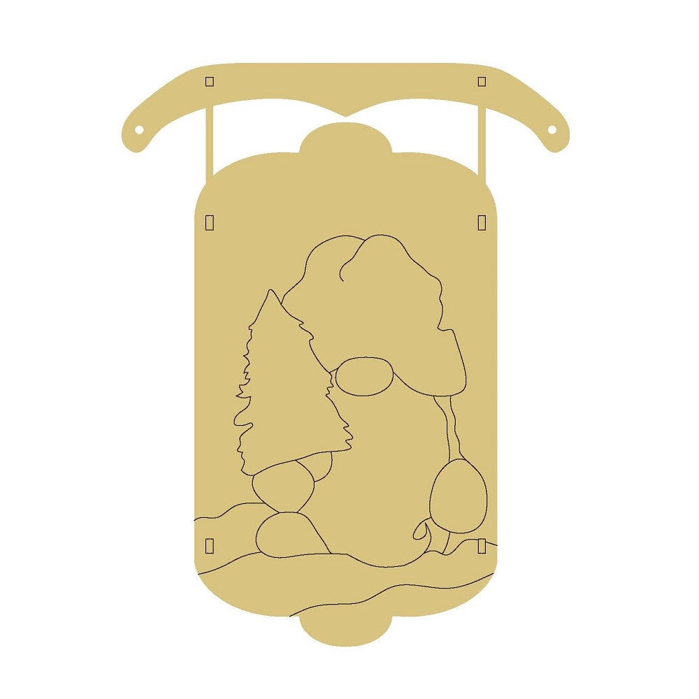Dimensional Sled With Gnome Design By Lines Unfinished Wood Cutout Style 3