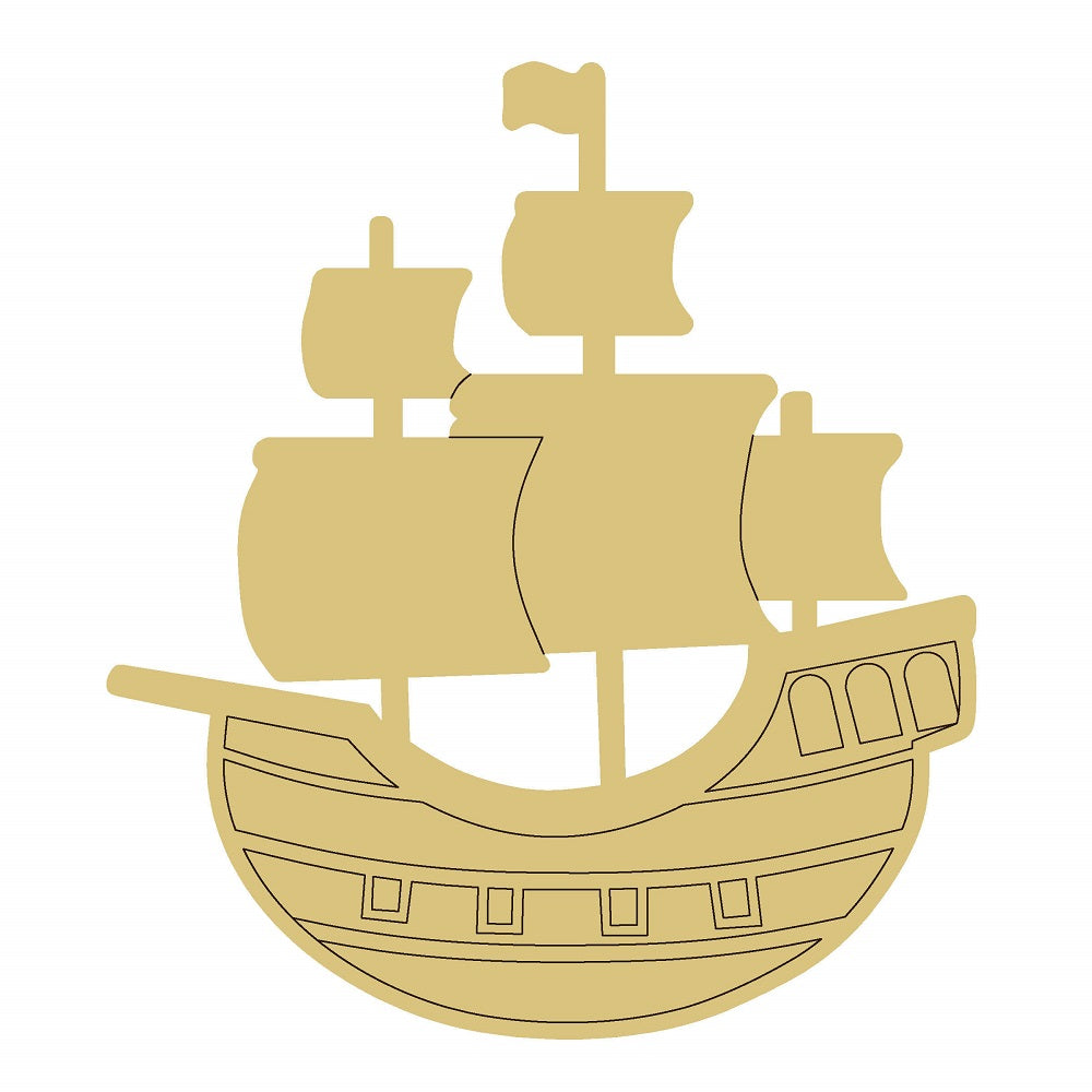 DL-PIRATESHIP UNFINISHED WOOD CUTOUT STYLE 3-A1