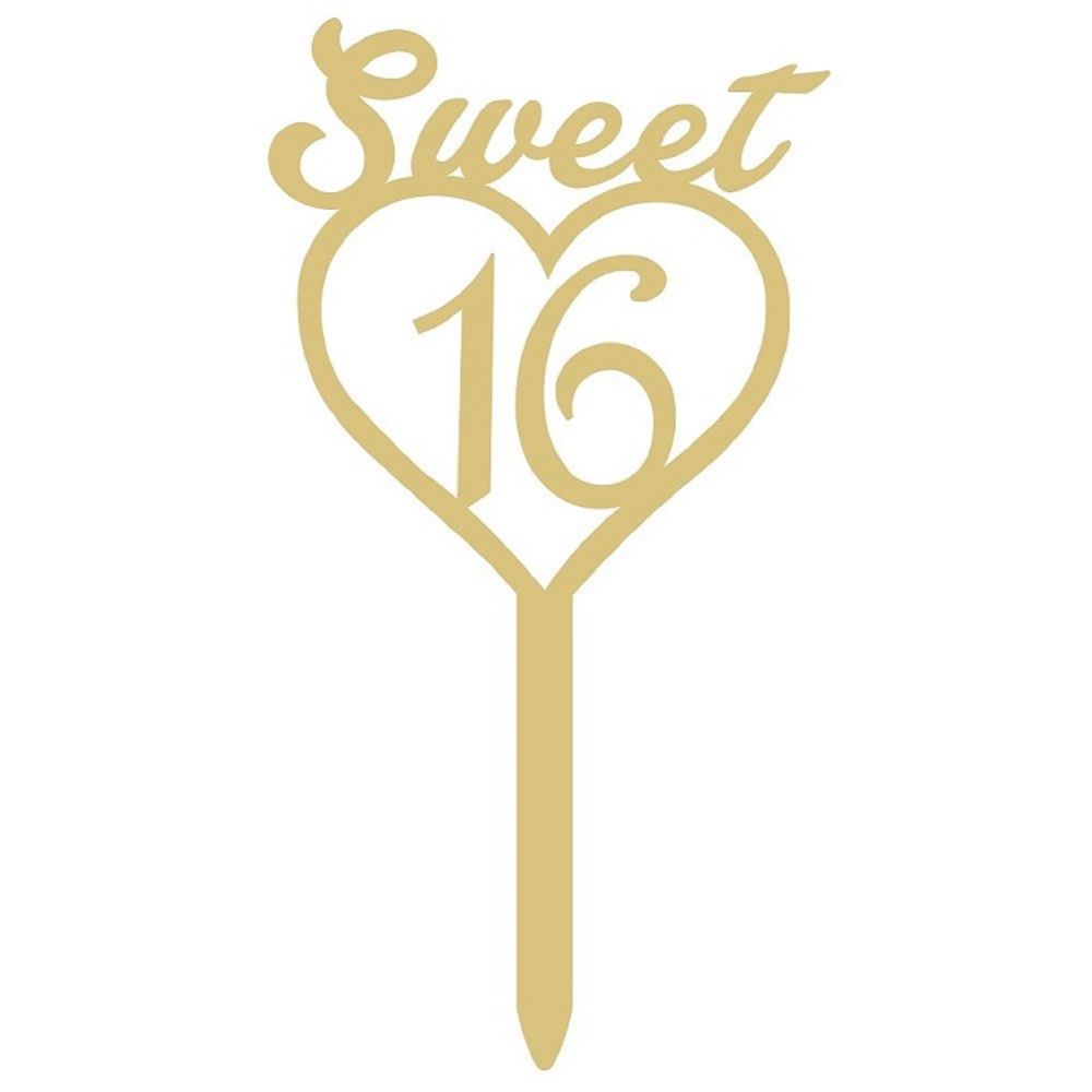 LASER CUT CT-SWEET16 UNFINISHED WOOD CUTOUT STYLE 1