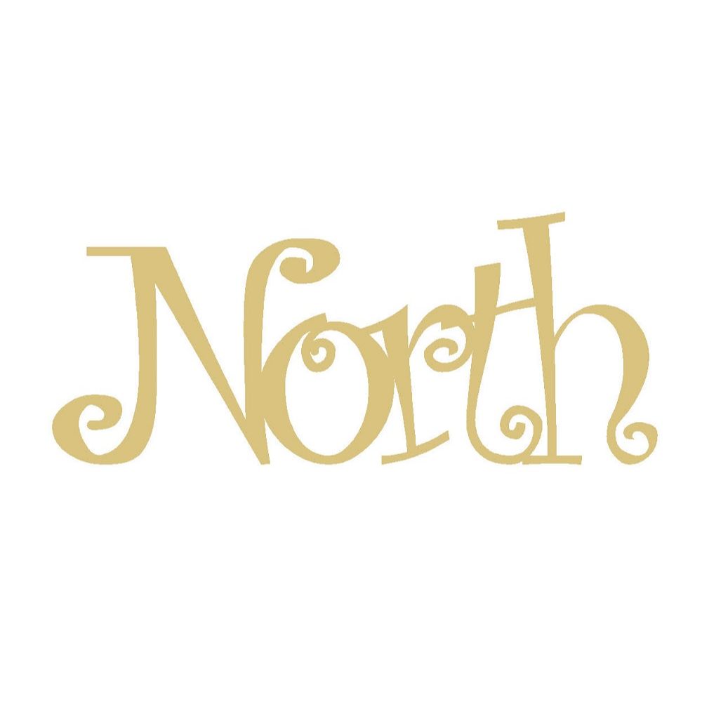 LASER CUT WORD-NORTH UNFINISHED WOOD CUTOUT STYLE 1