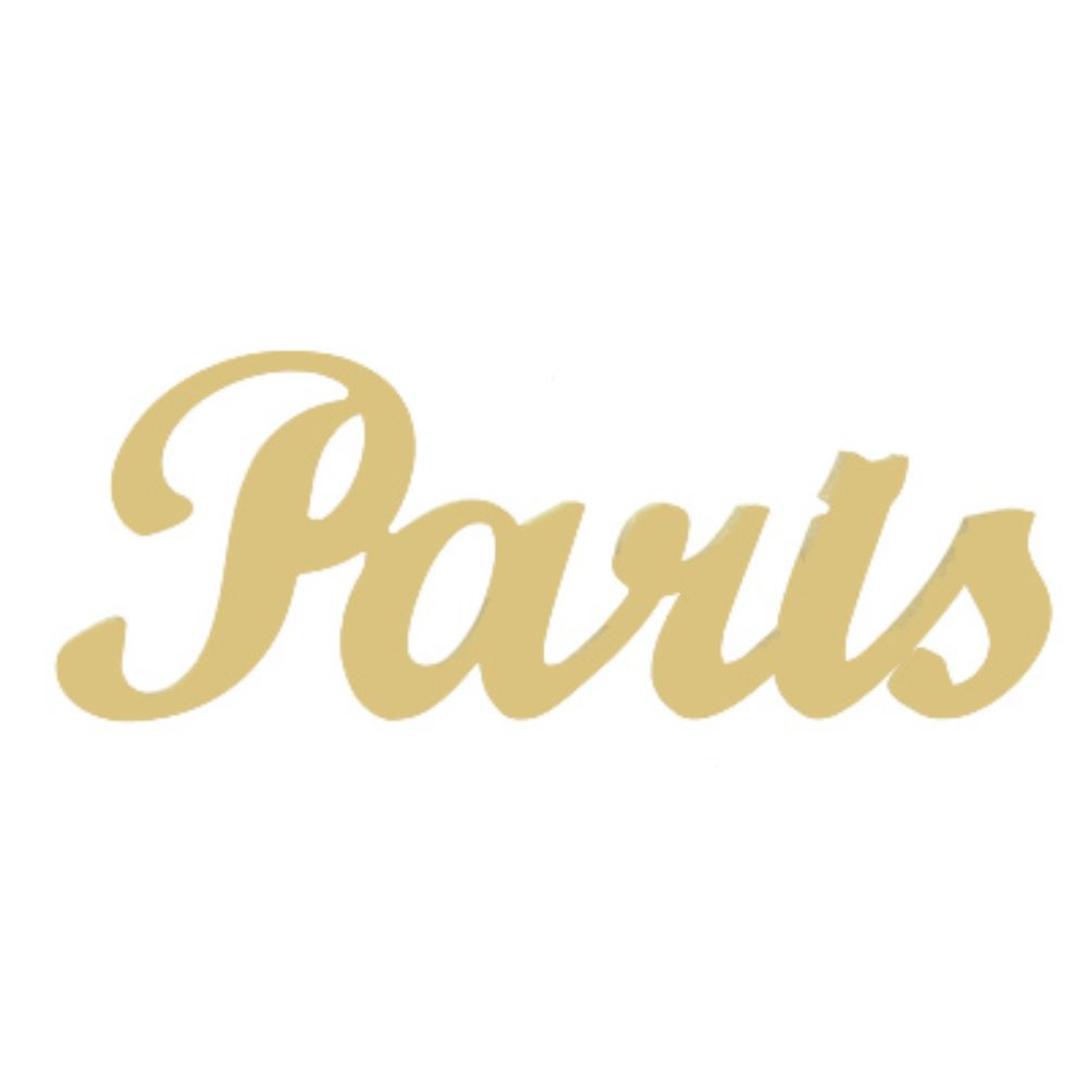 LASER CUT WORD-PARIS UNFINISHED WOOD CUTOUT STYLE 1